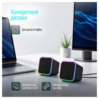 Акустическая система ColorWay Cubix 2.0 RGB USB Black (CW-SPU05BK) фото №7