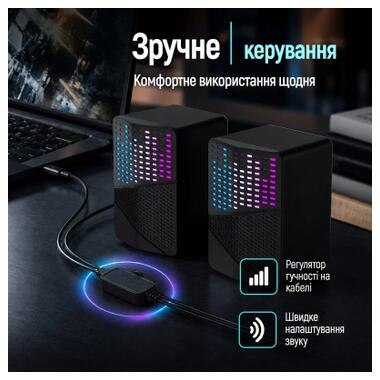 Акустическая система ColorWay SoundWave 2.0 RGB USB Black (CW-SPU06BK) фото №9