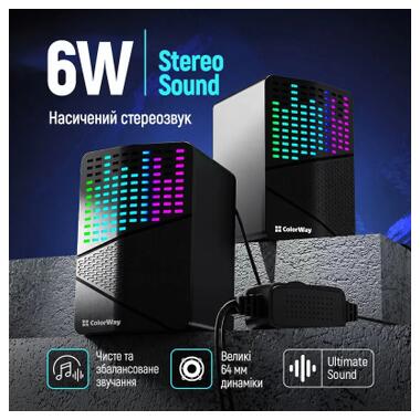 Акустическая система ColorWay SoundWave 2.0 RGB USB Black (CW-SPU06BK) фото №5
