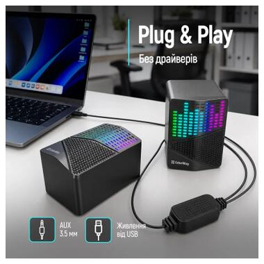 Акустическая система ColorWay SoundWave 2.0 RGB USB Black (CW-SPU06BK) фото №8
