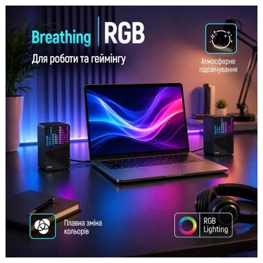Акустическая система ColorWay SoundWave 2.0 RGB USB Black (CW-SPU06BK) фото №6