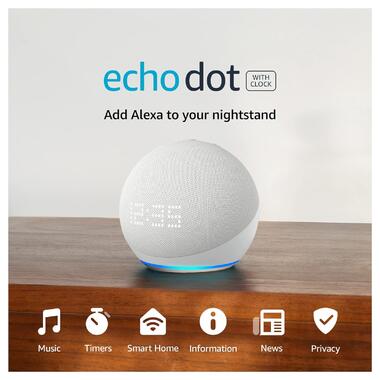 Smart колонка Amazon Echo Dot with clock (5th Generation) Glacier White фото №2