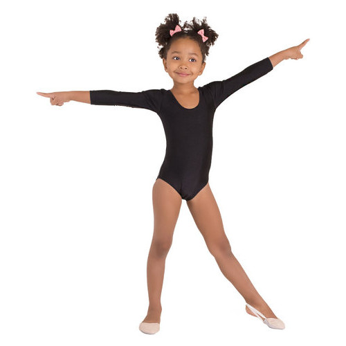 Детский спортивный боди для танцев и гимнастики VS-Sport DR-57-BK  черный размер 44(объем груди 88 см) фото №1