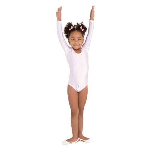 Детский спортивный боди для танцев и гимнастики VS-Sport DR-57-W белый Размер 34 (рост 134-140 см) фото №4