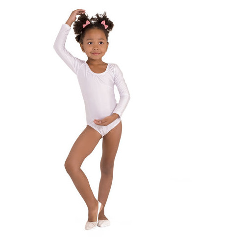 Детский спортивный боди для танцев и гимнастики VS-Sport DR-57-W белый Размер 34 (рост 134-140 см) фото №2
