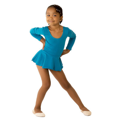 Детский спортивный боди с юбочкой для танцев и гимнастики VS-Sport CO-3376-BL аквамарин размер L(134-140) фото №7