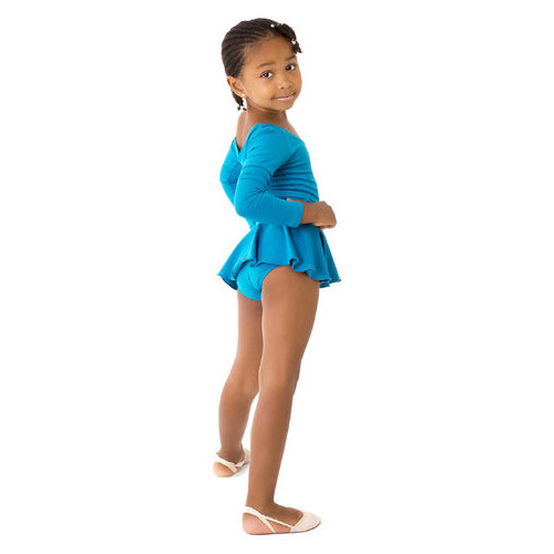 Детский спортивный боди с юбочкой для танцев и гимнастики VS-Sport CO-3376-BL аквамарин размер L(134-140) фото №5