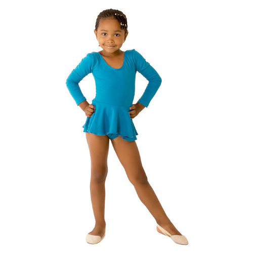 Детский спортивный боди с юбочкой для танцев и гимнастики VS-Sport CO-3376-BL аквамарин размер L(134-140) фото №1
