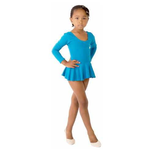 Детский спортивный боди с юбочкой для танцев и гимнастики VS-Sport CO-3376-BL аквамарин размер L(134-140) фото №4