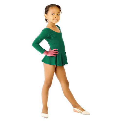Детский спортивный боди с юбочкой для танцев и гимнастики VS-Sport CO-3376-GR изумрудный размер L(134-140 см) фото №1