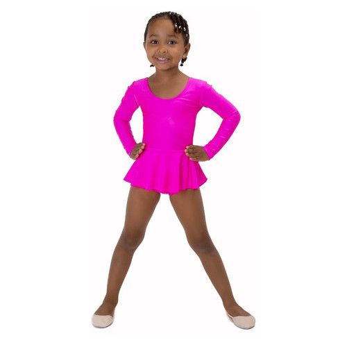 Детский спортивный боди с юбочкой для танцев и гимнастики VS-Sport DR-1765-M малиновый размер 30 (110-116 см) фото №4