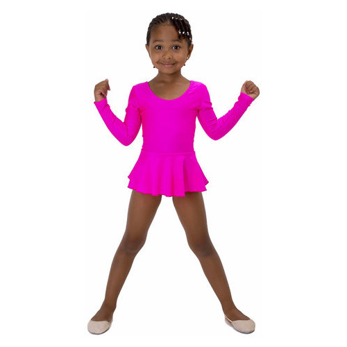Детский спортивный боди с юбочкой для танцев и гимнастики VS-Sport DR-1765-M малиновый размер 30 (110-116 см) фото №1