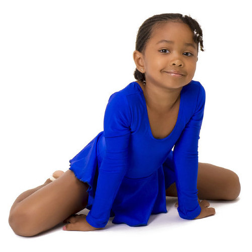 Детский спортивный боди с юбочкой для танцев и гимнастики VS-Sport DR-1765-BL синий размер 34 (134-140 cм) фото №3