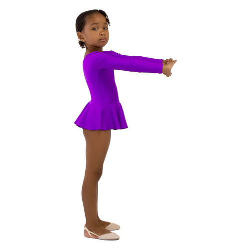 Детский спортивный боди с юбочкой для танцев и гимнастики VS-Sport DR-1765-V фиолетовый размер 30 (110-116 см) фото №2