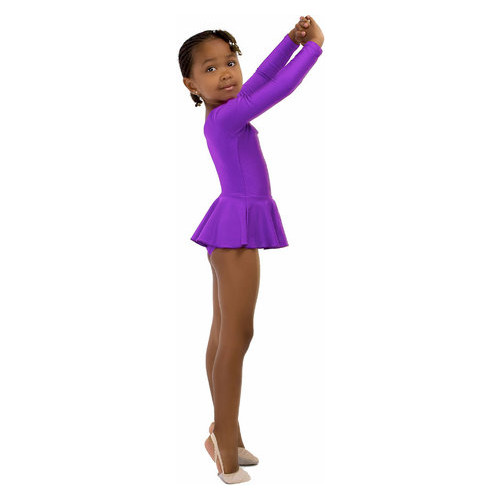 Детский спортивный боди с юбочкой для танцев и гимнастики VS-Sport DR-1765-V фиолетовый размер 30 (110-116 см) фото №4