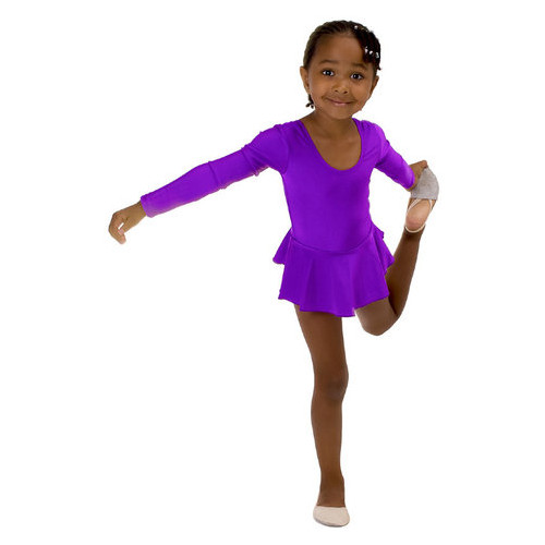 Детский спортивный боди с юбочкой для танцев и гимнастики VS-Sport DR-1765-V фиолетовый размер 32 (122-128 см) фото №3