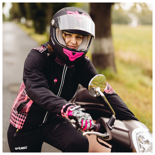 Жіноча мото-куртка з капюшоном W-TEC Pestalozza NF-2781- розмір S/чорно-рожева (12050-1-S) фото №9