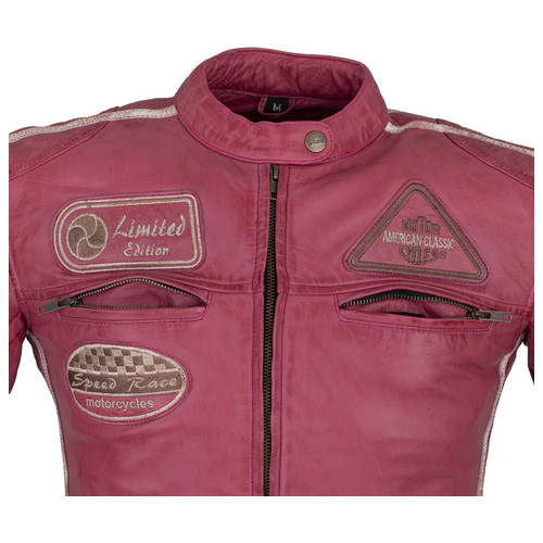 Жіноча шкіряна мотокуртка W-TEC Sheawen Lady Pink - рожева/S (20537-S) фото №6