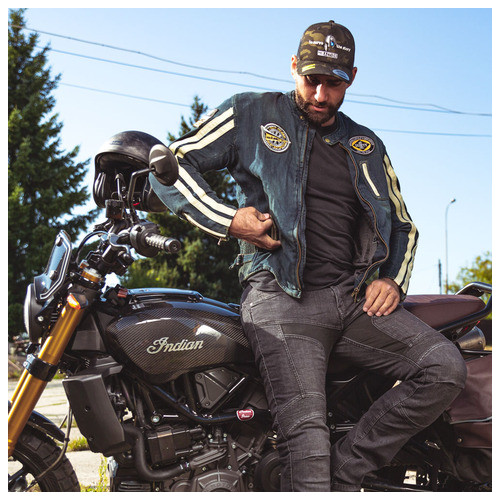 Чоловіча джинсова мотокуртка W-TEC Wildone - розмір 3XL (22904-3XL) фото №9