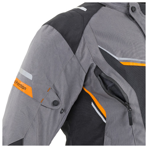 Чоловіча мото-куртка W-TEC Brandon - розмір L, чорно-сіро-жовтогаряча (21023-L-2) фото №7