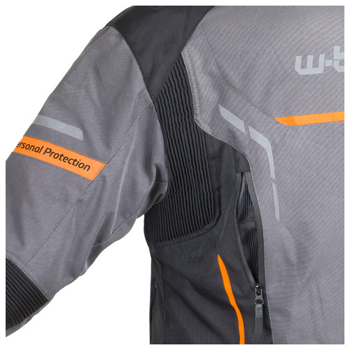 Чоловіча мото-куртка W-TEC Brandon - розмір L, чорно-сіро-жовтогаряча (21023-L-2) фото №12