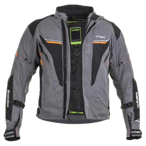 Чоловіча мото-куртка W-TEC Brandon - розмір L, чорно-сіро-жовтогаряча (21023-L-2) фото №3