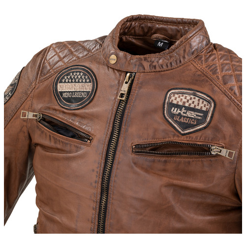 Чоловіча шкіряна куртка W-TEC Milano - коричневий / 3XL (22789-3XL-2) фото №4