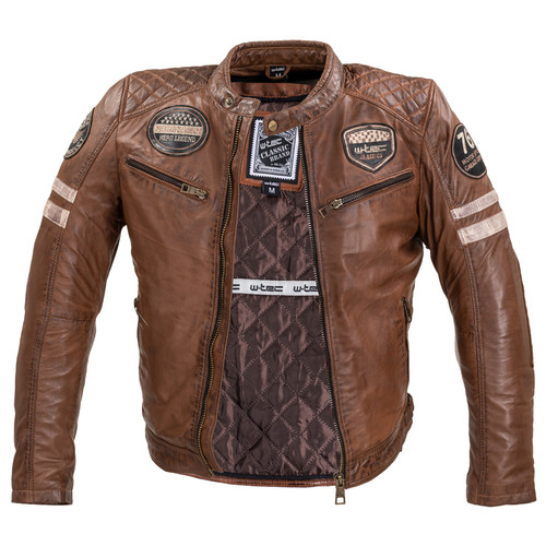 Чоловіча шкіряна куртка W-TEC Milano - коричневий / 3XL (22789-3XL-2) фото №2