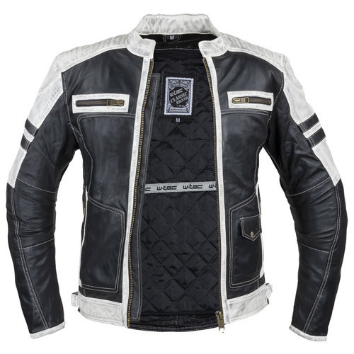 Чоловіча шкіряна мото куртка W-TEC Esbiker - чорно-біла/5XL (22807-5XL) фото №2