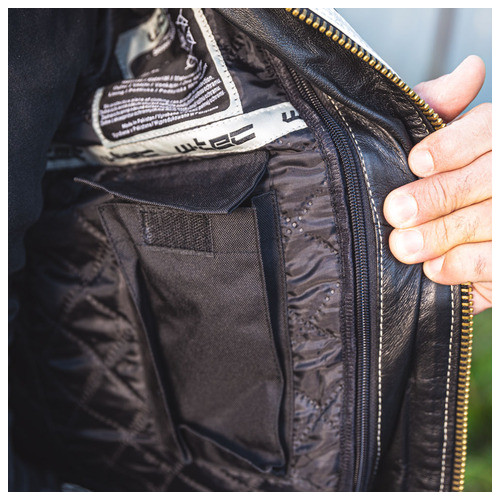 Чоловіча шкіряна мото куртка W-TEC Esbiker - чорно-біла/5XL (22807-5XL) фото №12