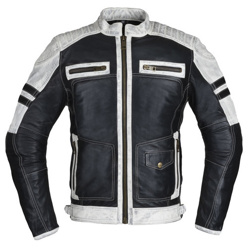 Чоловіча шкіряна мото куртка W-TEC Esbiker - чорно-біла/5XL (22807-5XL) фото №1