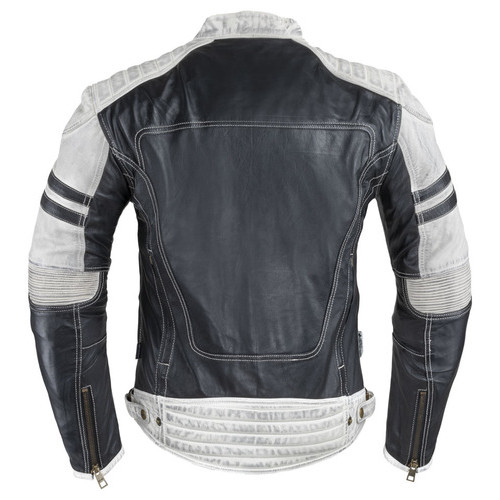Чоловіча шкіряна мото куртка W-TEC Esbiker - чорно-біла/5XL (22807-5XL) фото №3