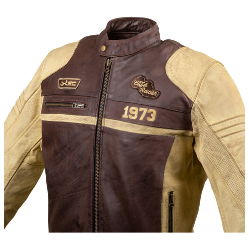 Чоловіча шкіряна мото куртка W-TEC Retro - коричнево-бежевий/3XL (22144-3XL) фото №9