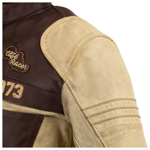 Чоловіча шкіряна мото куртка W-TEC Retro - коричнево-бежевий/3XL (22144-3XL) фото №12