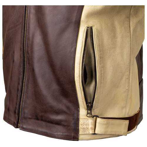 Чоловіча шкіряна мото куртка W-TEC Retro - коричнево-бежевий/3XL (22144-3XL) фото №14