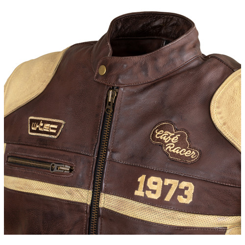 Чоловіча шкіряна мото куртка W-TEC Retro - коричнево-бежевий/3XL (22144-3XL) фото №11