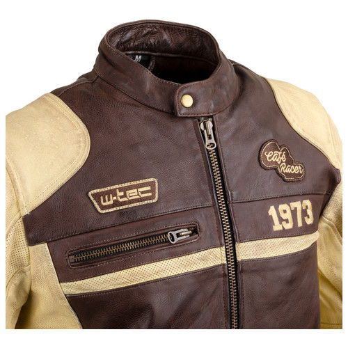 Чоловіча шкіряна мото куртка W-TEC Retro - коричнево-бежевий/3XL (22144-3XL) фото №8