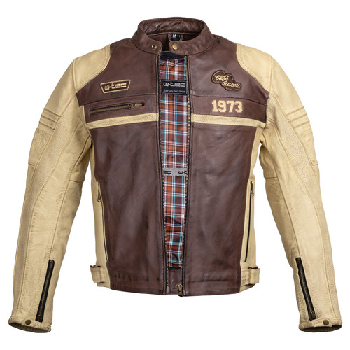 Чоловіча шкіряна мото куртка W-TEC Retro - коричнево-бежевий/4XL (22144-4XL) фото №6