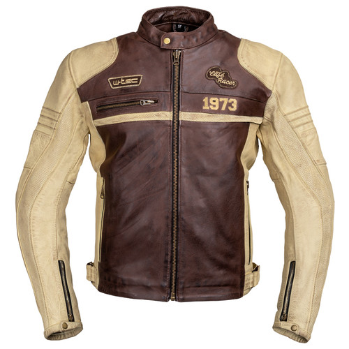Чоловічі шкіряні мото куртки W-TEC Retro - коричнево-бежевий/L (22144-L) фото №1