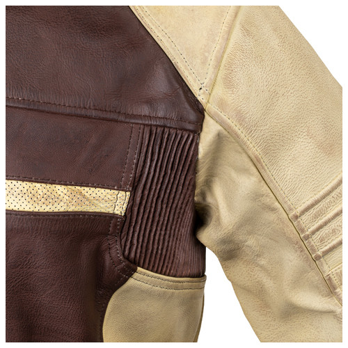 Чоловічі шкіряні мото куртки W-TEC Retro - коричнево-бежевий/L (22144-L) фото №13