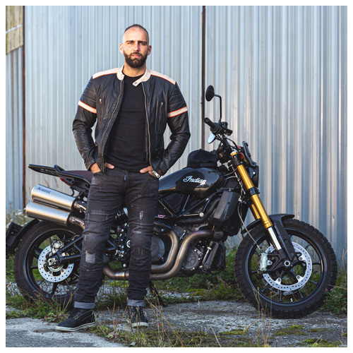 Чоловіча шкіряна мотокуртка W-TEC Hellsto - чорний / XL (22816-XL) фото №4