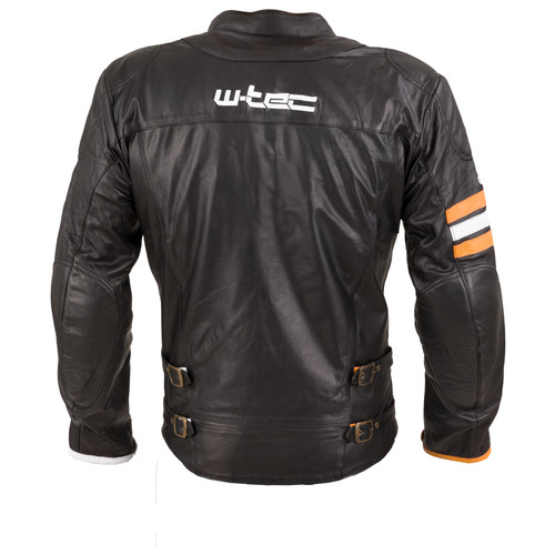 Шкіряна мото-куртка W-TEC Brenerro - розмір 3XL/чорно-оранжево-біла (17706-3XL) фото №3