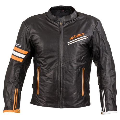 Шкіряна мото-куртка W-TEC Brenerro - розмір 3XL/чорно-оранжево-біла (17706-3XL) фото №1