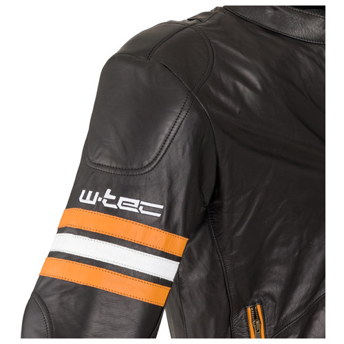 Шкіряна мото-куртка W-TEC Brenerro - розмір L/чорно-оранжево-біла (17706-L) фото №11