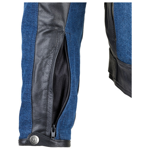 Шкіряно-джинсова мото-куртка W-TEC Kareko - розмір S/синій колір (19256-S) фото №12