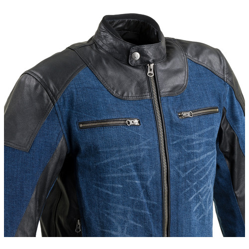 Шкіряно-джинсова мото-куртка W-TEC Kareko - розмір S/синій колір (19256-S) фото №10