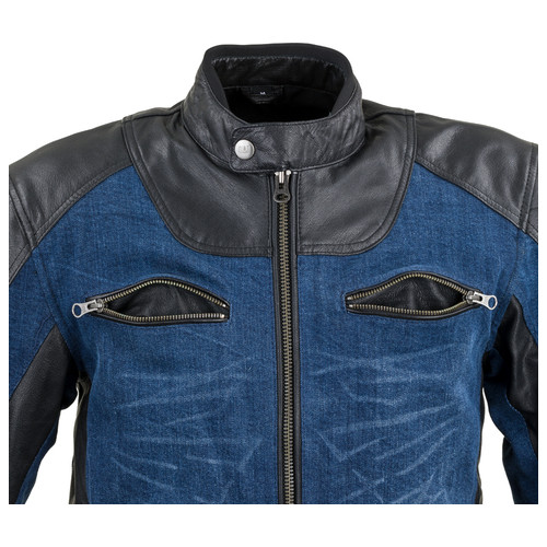 Шкіряно-джинсова мото-куртка W-TEC Kareko - розмір S/синій колір (19256-S) фото №11