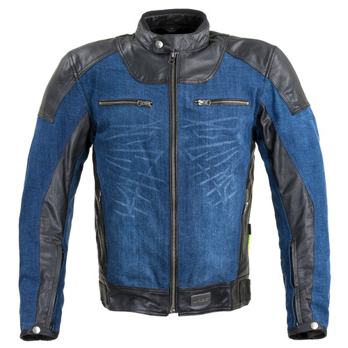 Шкіряно-джинсова мото-куртка W-TEC Kareko - розмір S/синій колір (19256-S) фото №1