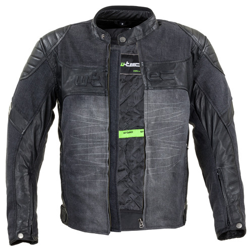 Шкіряно-джинсова мото-куртка W-TEC Metalgy - розмір 6XL/чорна (19264-6XL) фото №2