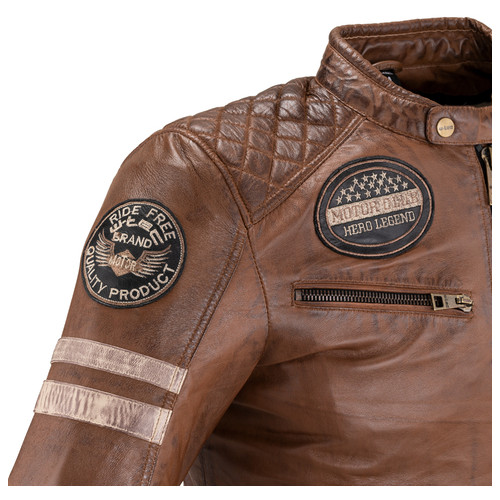 Чоловіча шкіряна куртка W-TEC Milano - коричневий / 4XL (22789-4XL-2) фото №7